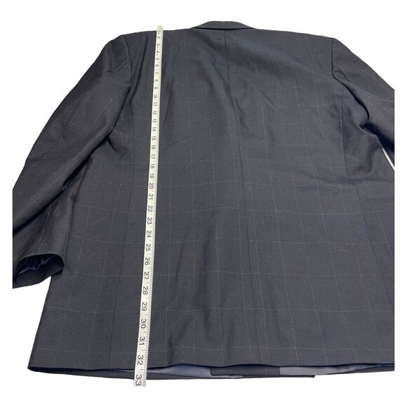 Jones New York Blazer Jacket Men 46L Blue Check 100%% Wool Notch Double Breasted - Picture 6 of 10